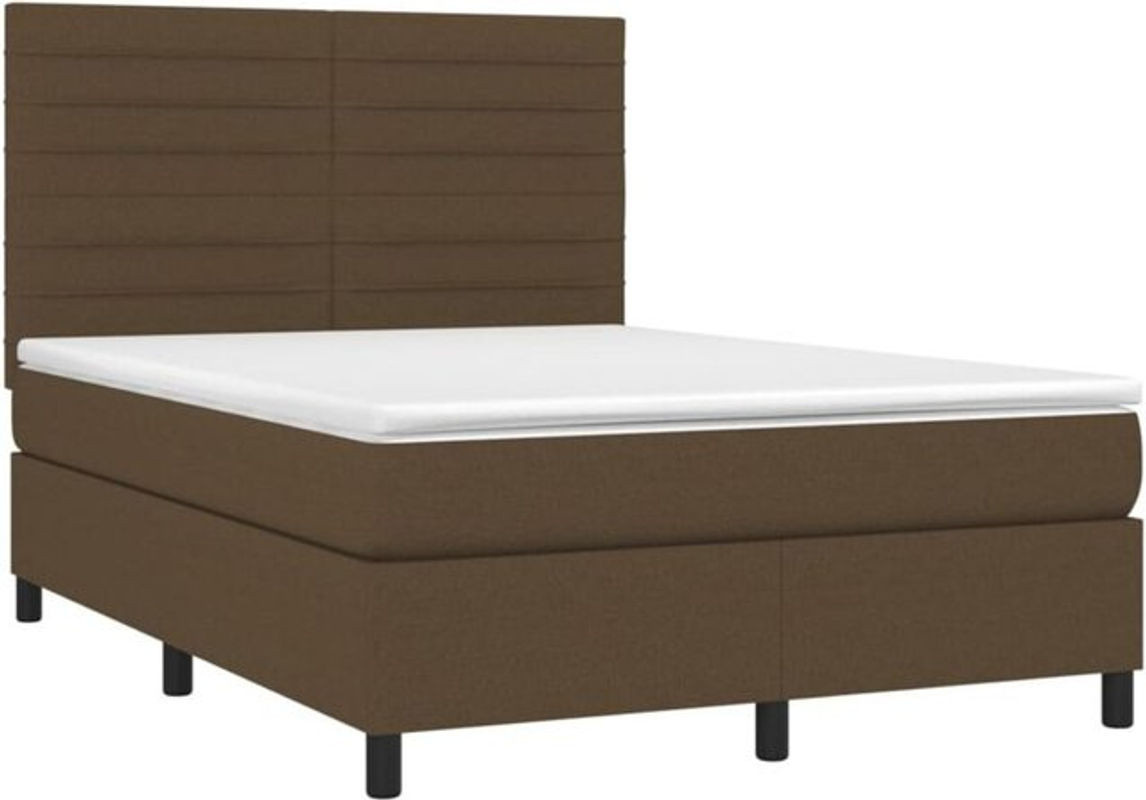 vidaxl Boxspringbett mit Matratze in Braun aus Stoff, B/T/H: 140 x 190 x 128 cm - Bild 1