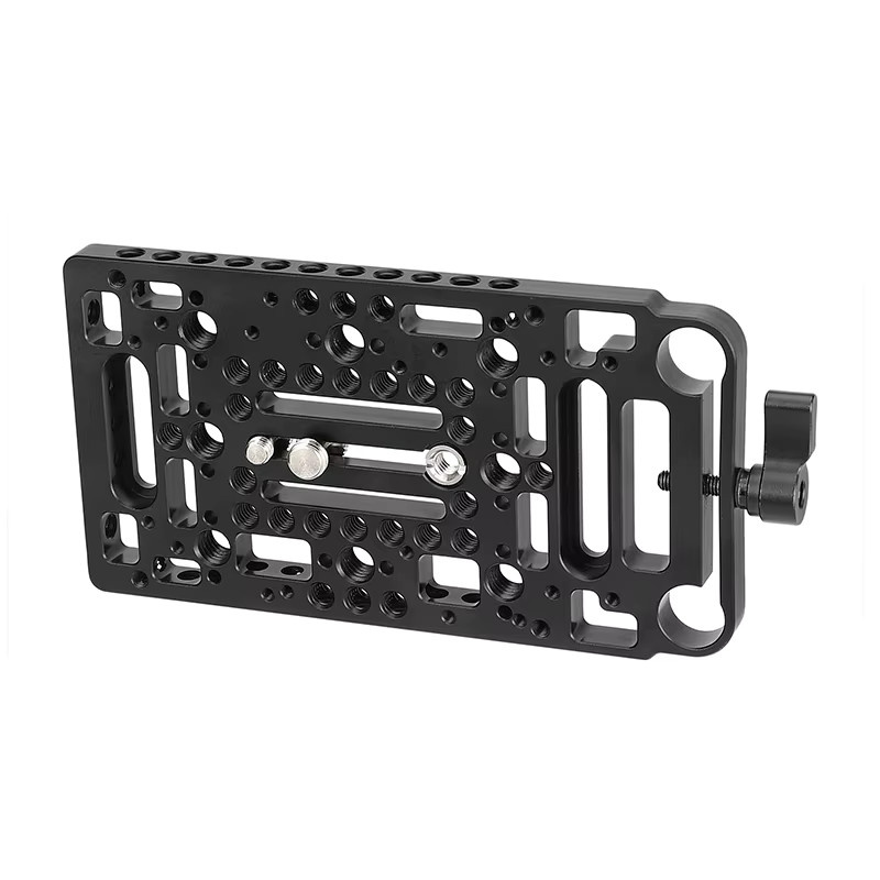 CAMVATE V-Mount Batterieplatte Käseplatte mit 15 mm Stangenklemme in Schwarz als einteiliger Power Splitter Adapter für V-Lock Netzteile - Bild 3
