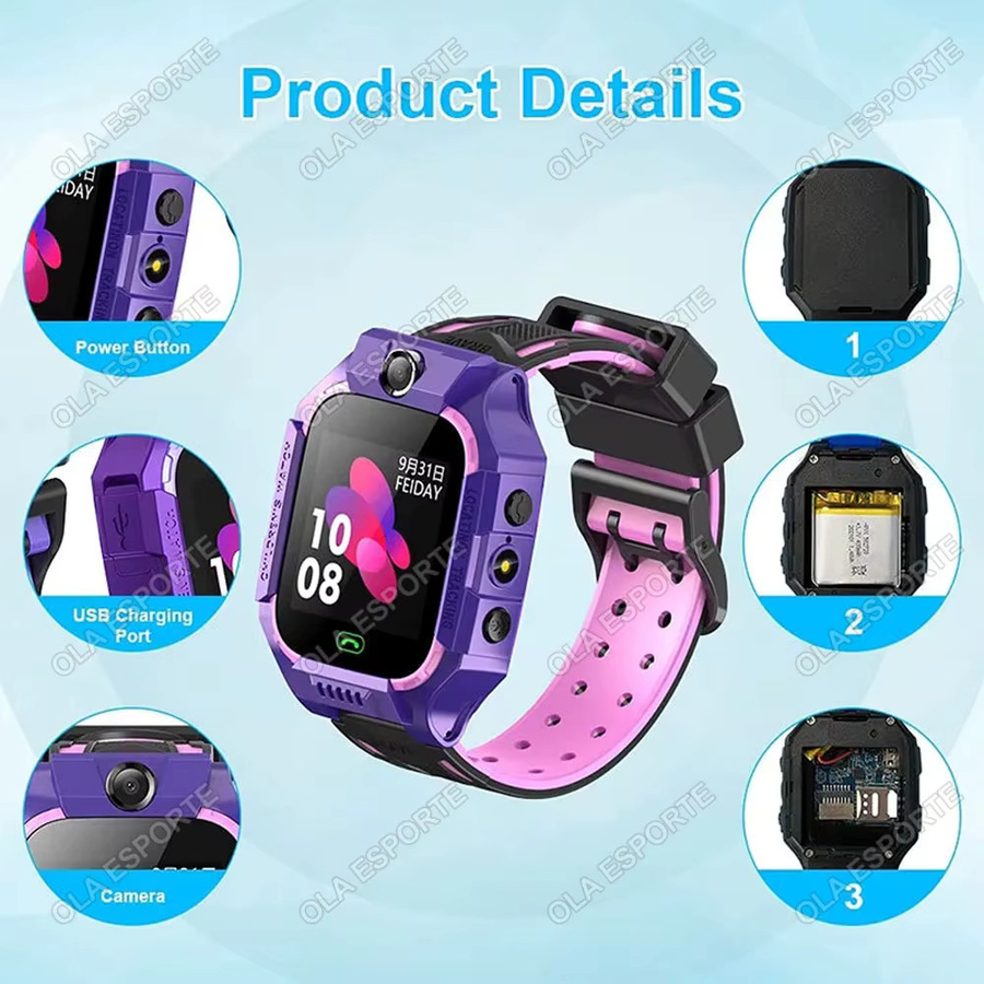 Ola Esporte Kinder-Smartwatch mit GPS-Ortung, SOS-Funktion und 2G-SIM-Anruffunktion, Kamera und IP67 wasserdicht, kompatibel mit iOS und Android - Bild 5