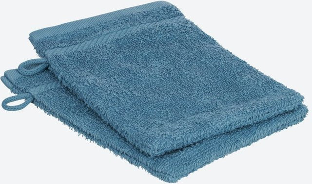 NKD Frottee-Waschhandschuh Classic in Blau, 2er-Pack, B: 16 cm, H: 21 cm - Bild 1
