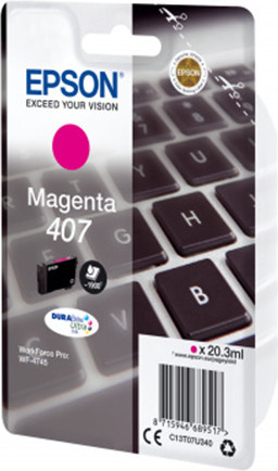 Epson 407 Original Tintenpatrone Magenta für WorkForce Pro WF-4745DTWF, 20,3 ml - Bild 1