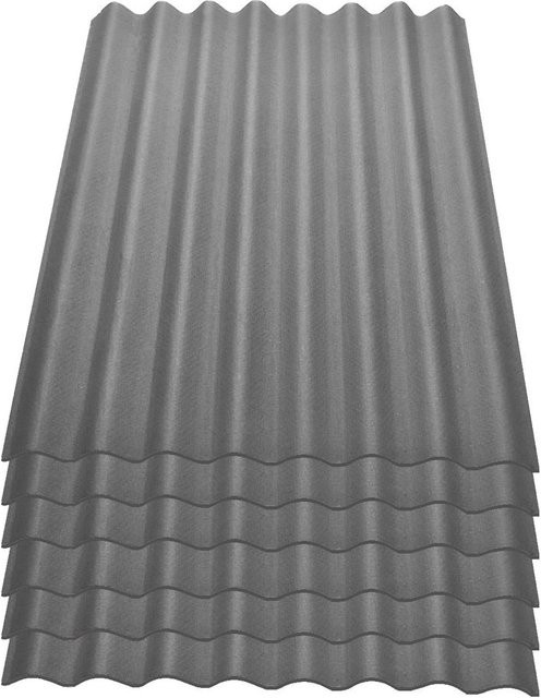 6er Pack Onduline Easyline Bitumen-Dachplatte intensiv grau, B/H/T: 76,0 x 100,0 x 2,6 cm, Profil 95/38 - Bild 1