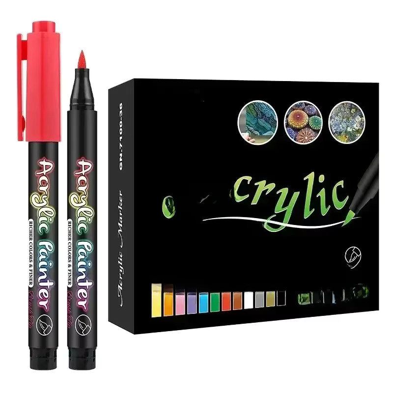 GN Acryl-Markierungsstifte in Pastellfarben, Set mit Brush-Spitze für Stein, Glas, Leinwand, Metall, Keramik, Holz und Kunststoff, Multicolor - Bild 3