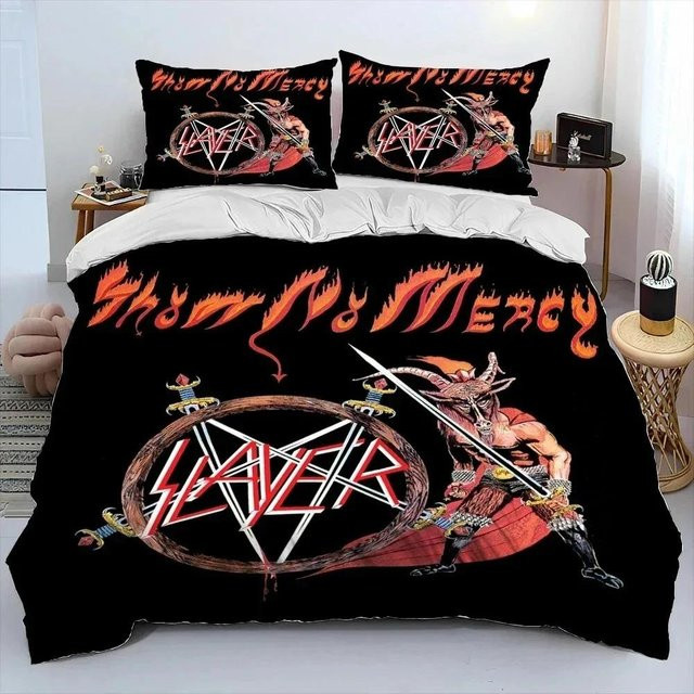 Slayer Heavy Metal Band Bettwäsche Set aus Mikrofaser in Schwarz, Bettbezug und Kissenbezug, B/H: 140 x 210 cm - Bild 1