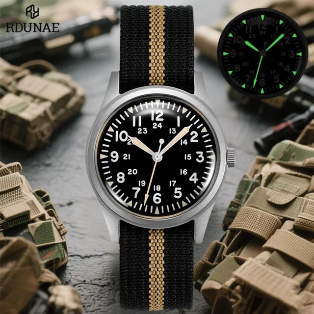RDUNAE Armbanduhr Quarz, Edelstahl, Schwarz, 34,5 mm, Herren - Bild 1