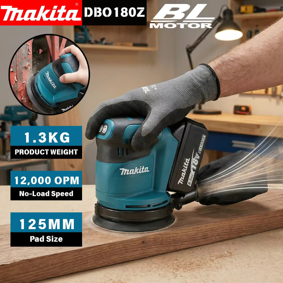 Makita DBO180Z 18V LXT Bürstenloser Akku-Exzenterschleifer für Holzbearbeitung, Schleifen und Polieren (ohne Akku und Ladegerät) - Bild 2