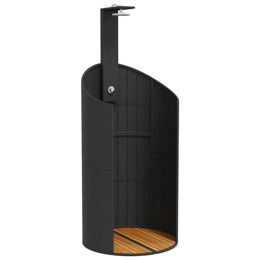 vidaXL Freistehende Gartendusche aus Polyrattan und Akazienholz in Schwarz, B/T/H: 100 x 100 x 241,5 cm - Bild 2