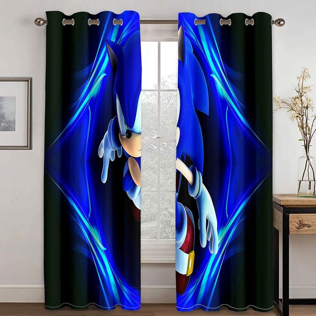 A Family Of Home Textiles 3D Fußball Serie Vorhänge mit Grafik-Design, Blau, 2er-Set, Breite: 100 cm, Höhe: 130 cm - Bild 1
