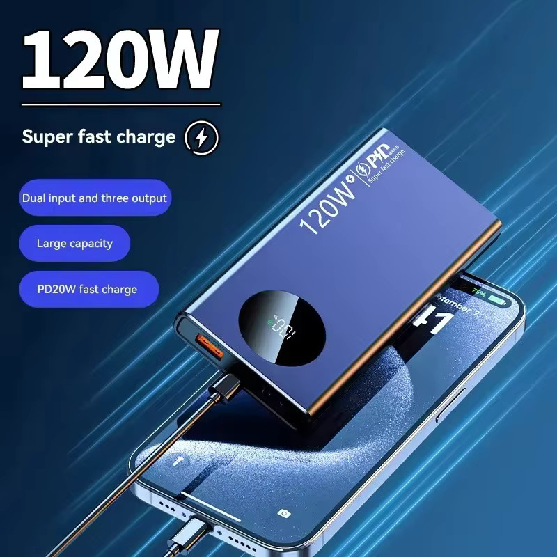 Lenovo HOT CCC PowerBank mit 50000mAh Kapazität, 120W Superschnelles Laden, PD20W und LED Digital-Display in Schwarz - Bild 3