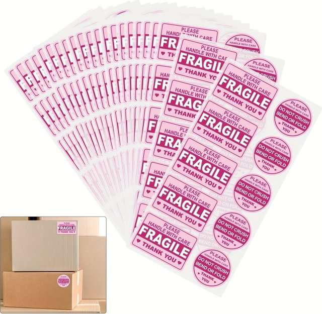 Mailin Zerbrechlich Aufkleber für den Versand, 100 Stück aus Papier - Bild 1