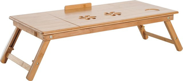 HOMCOM Frühstückstisch im Bett, verstellbarer und neigbarer Laptop-Tisch mit Schublade und Klappbeinen, Farbe Braun, B/T/H: 72 x 35 x 22-30 cm - Bild 1