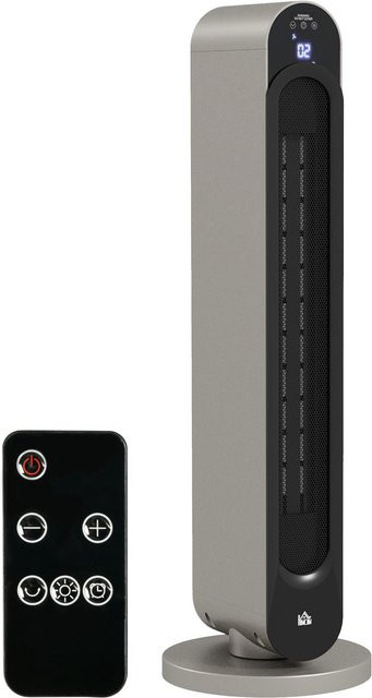 HOMCOM Keramik-Heizlüfter 2200W Elektroheizer mit Fernbedienung und Timer in Silber, B/T/H: 25 x 25 x 73,5 cm - Bild 1