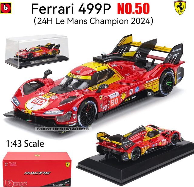 Bburago Ferrari 2024 499P Nr. 50 24h Le Mans, Automodell, 1:43, ab 14 Jahren - Bild 1