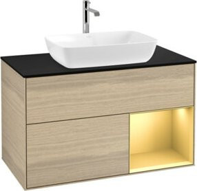 V&B Waschtischunterschrank Finion 100 Wandbeleuchtung in Eiche Oak mit Maßen B: 100 cm, H: 50,1 cm, T: 50,1 cm - Bild 1