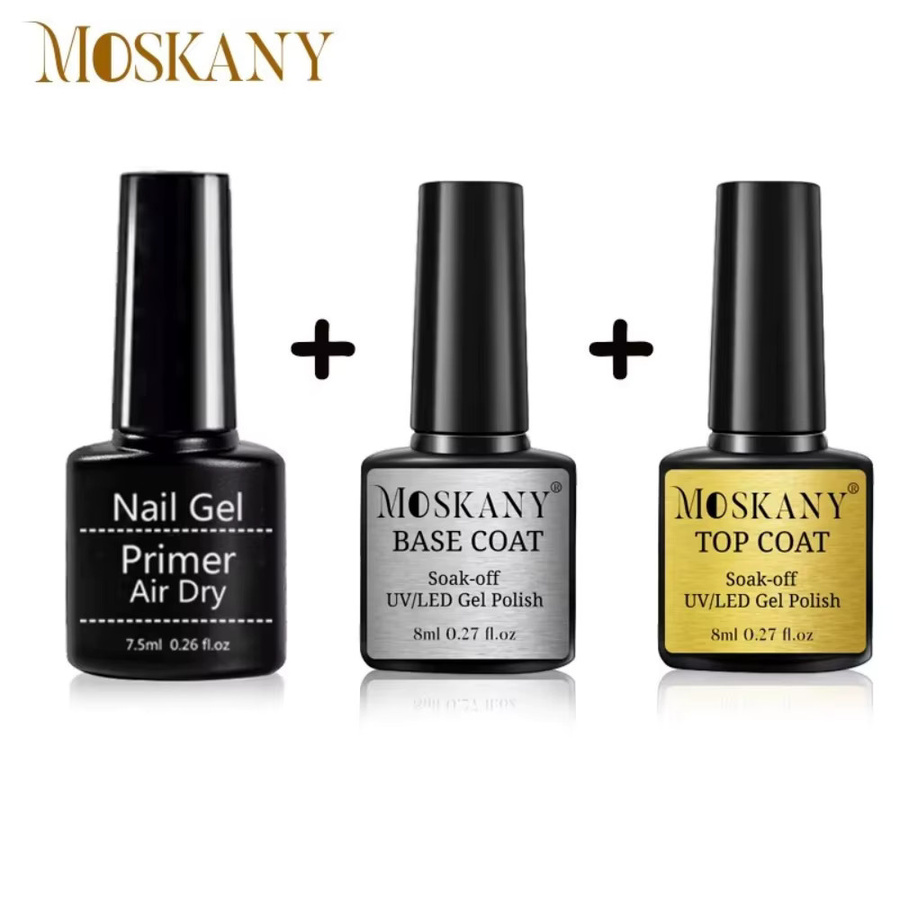 Nail Art Soaking Primer Base Top Coat Set, Clear, Glänzend - Bild 1