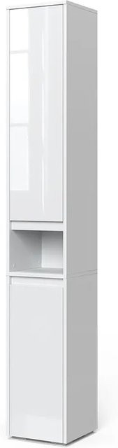 Vicco Badschrank Majest Hochschrank in Weiß Hochglanz mit 2 Türen und offenem Fach, B/T/H: 30 x 24,51 x 192 cm - Bild 2