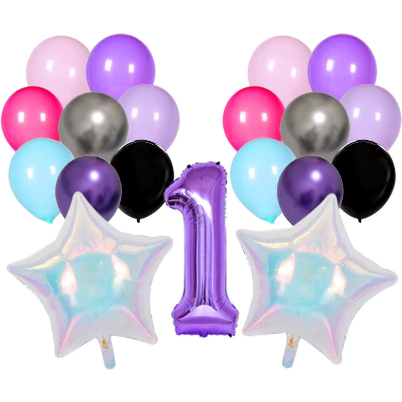 Potdemiel Disco Geburtstags-Ballon-Dekorationsset mit Musik-Motiven und Sternen in Multicolour - Bild 2