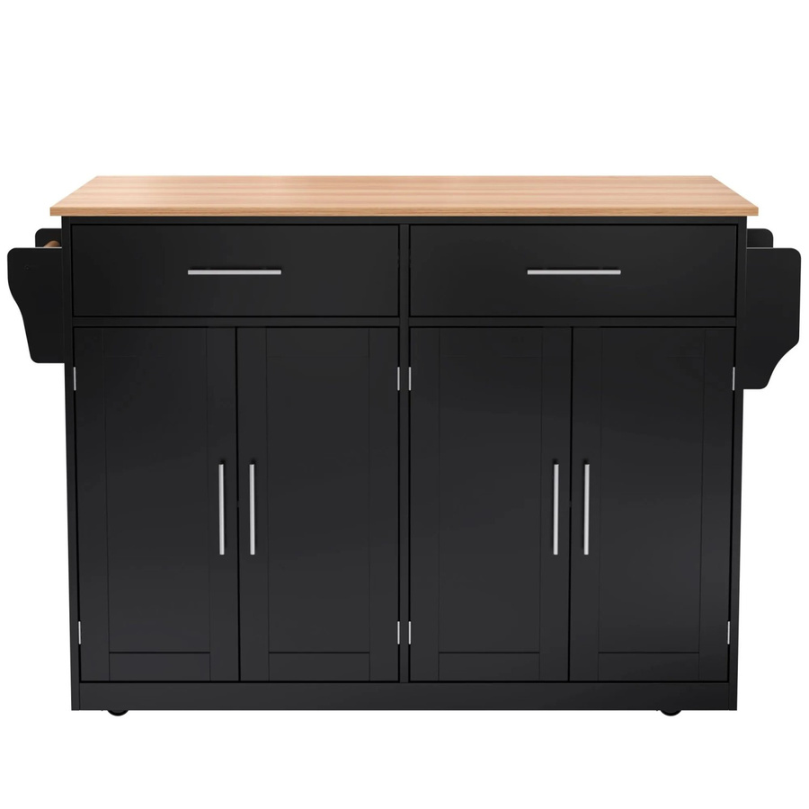 okwish Servierwagen mit klappbarer Tischplatte in Schwarz für Küche und Esszimmer, B/T/H: 120 x 46 x 91 cm - Bild 2