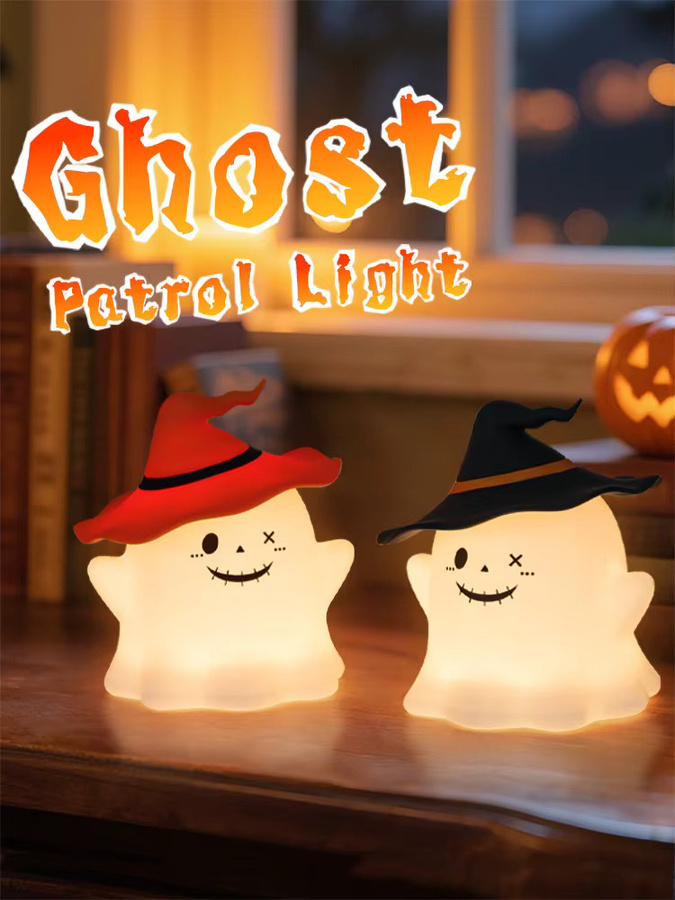 HPH Halloween Nachtlampe aus Silikon, wiederaufladbare Cartoon-Tischlampe in Weiß für das Kinderzimmer - Bild 7