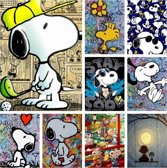 Diamond Art Painting Kit KAYOU Snoopy Cartoon Kawaii Hund Graffiti Comic Mosaik Kreuzstich Set Multicolor B: 30,0 cm, H: 20,0 cm, T: 20,0 cm - Bild 1