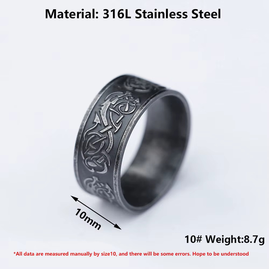 Ring Edelstahl, Odin Wikinger Amulett, Herren - Bild 2