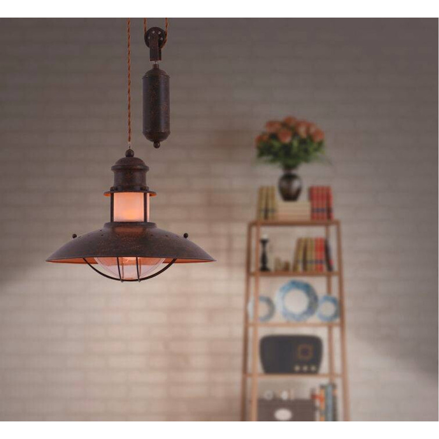 Näve Pendelleuchte Cottage Braun aus Metall und Kunststoff mit E27 Fassung und Gegenzug B/T/H: 35 x 35 x 26 cm - Bild 2
