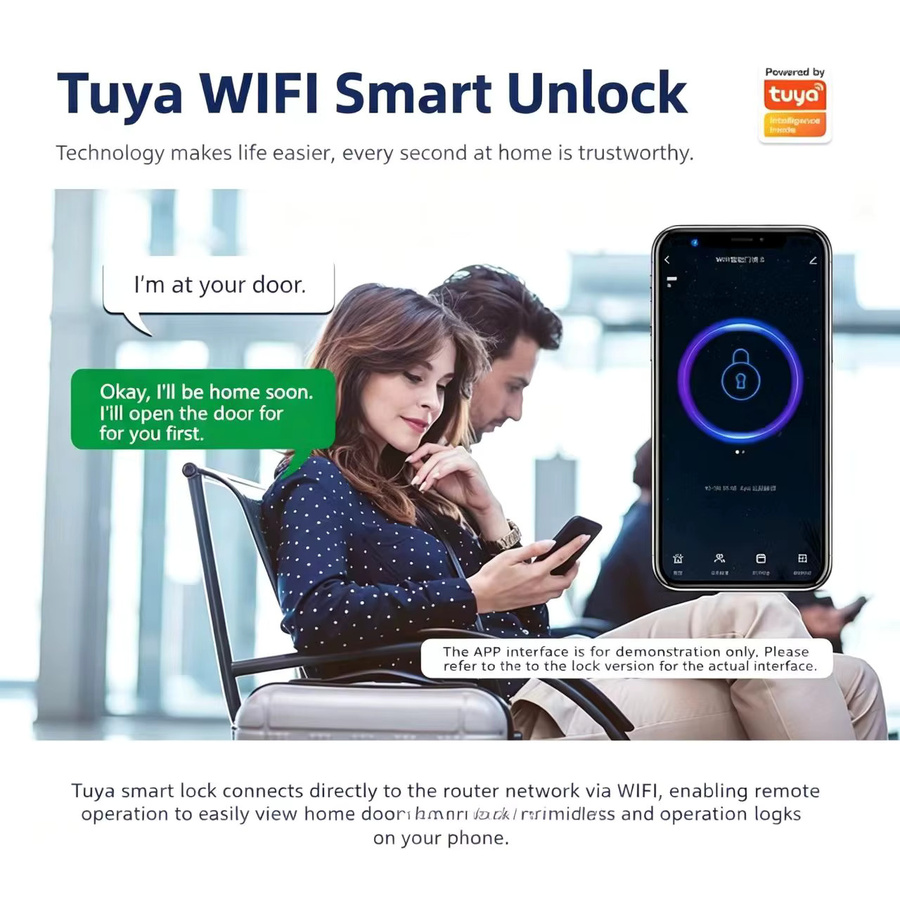 Tuya Smart Türschloss in Schwarz mit Fingerabdruck, Passwort, RFID-Karte und App-Steuerung via BLE WiFi - Bild 6