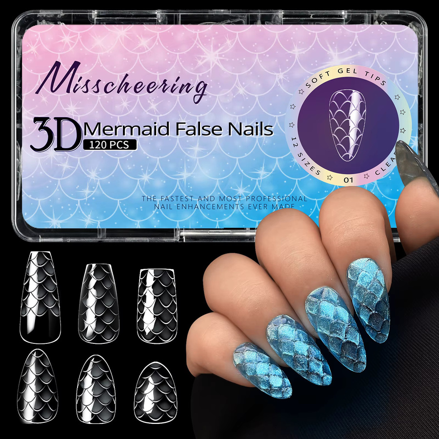 Misscheering 3D Fischschuppen Gel Falsche Nägel, 03, Unisex - Bild 4