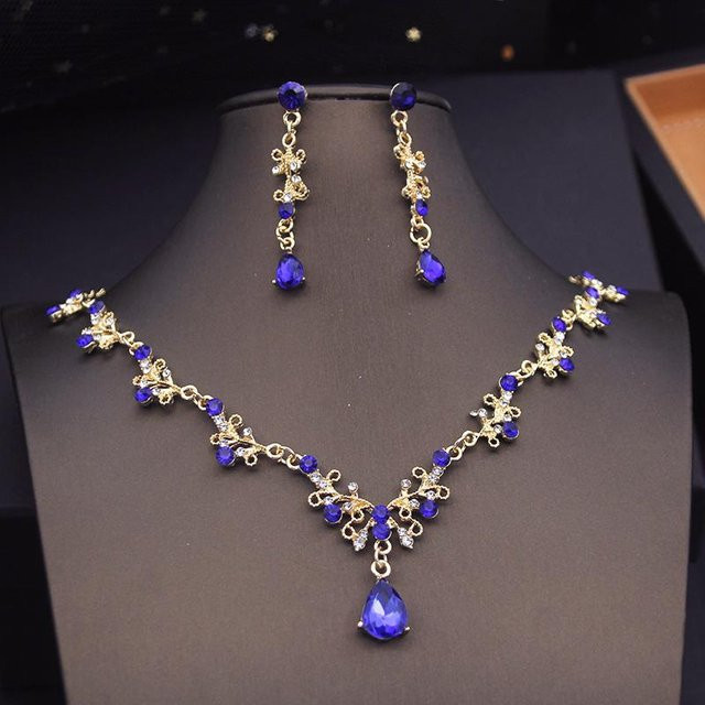 YIRAN Jewelry Schmuck-Set, Messing, Kristall, Schwarz, Damen - Bild 1