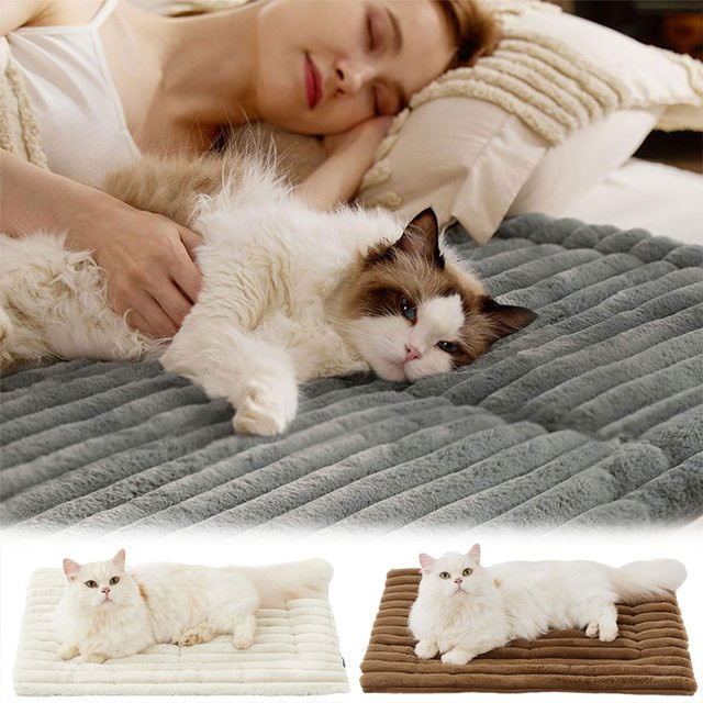 Selbstwärmende Haustiermatte von DOORSACCERY für Hunde und Katzen aus ultraweichem Fleece in Weiß, maschinenwaschbar - Bild 1