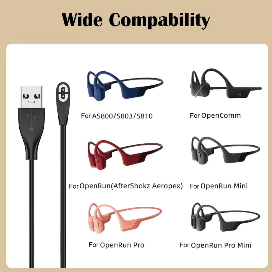 DITIPOO Magnetisches USB Typ C Ladekabel in Schwarz mit Überlastschutz für Shokz AS800 AS803 S810 Kopfhörer - Bild 4