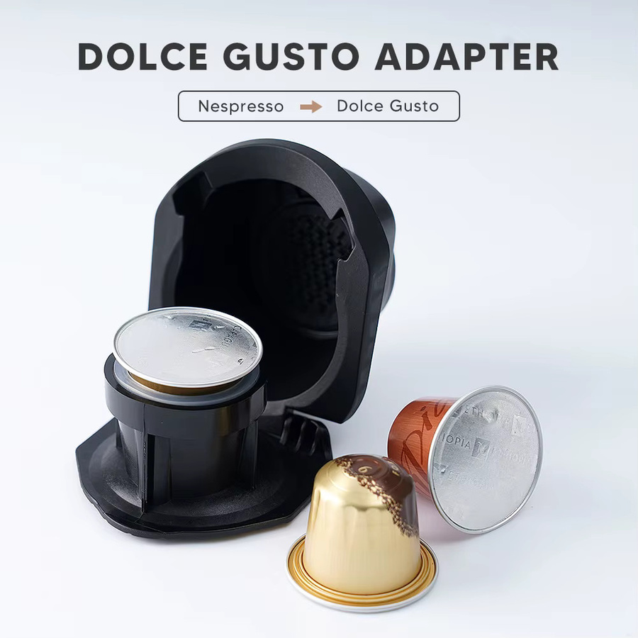 icafilas Wiederverwendbarer Adapter für Dolce Gusto EDG MINI Me Maker und Nescafe Genio S Plus, kompatibel mit Nespresso Kaffeekapseln, Schwarz - Bild 2