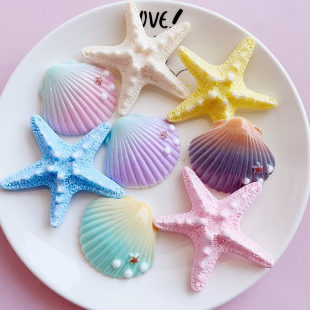 8 Stück Meerjungfrau Kuchen Topper mit Muscheln und Sternen in Multicolour für Geburtstagstorte und Cupcakes - Bild 1