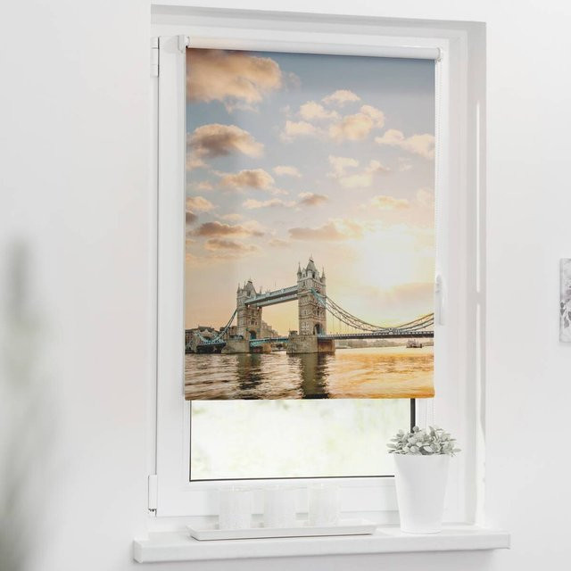 LICHTBLICK Verdunkelungsrollo Tower Bridge rot/weiss, Breite: 100 cm, Höhe: 150 cm - Bild 1
