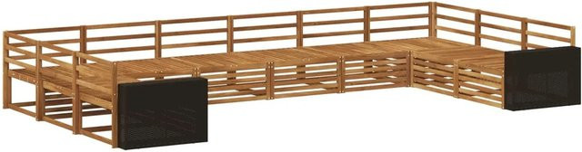 vidaXL Sofagarnitur aus Massivholz Akazie in Braun mit Latten-Design und Armlehnen, 10er Set - Bild 1