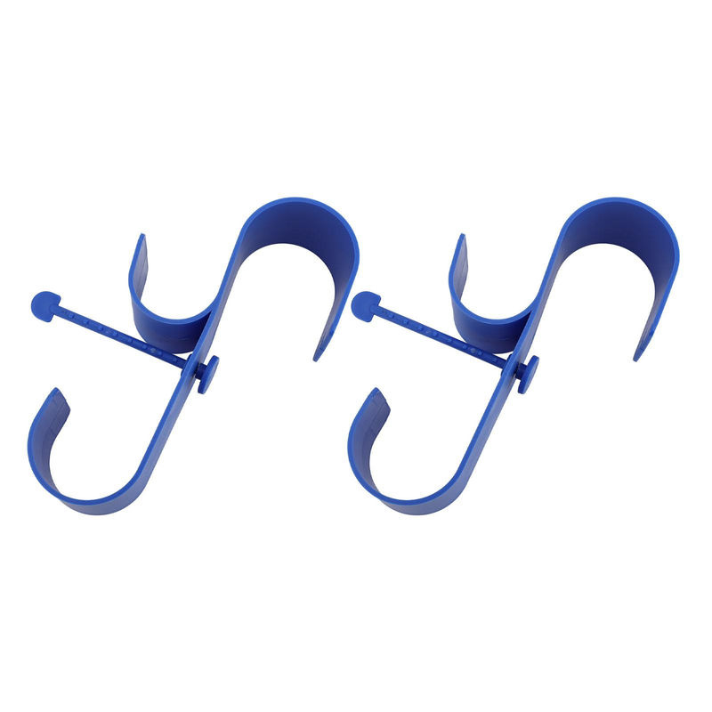 2 Stück Poolzaunhaken aus Kunststoff in Blau als multifunktionaler Wand-Halter für Schwimmbadstangen und Schläuche - Bild 2