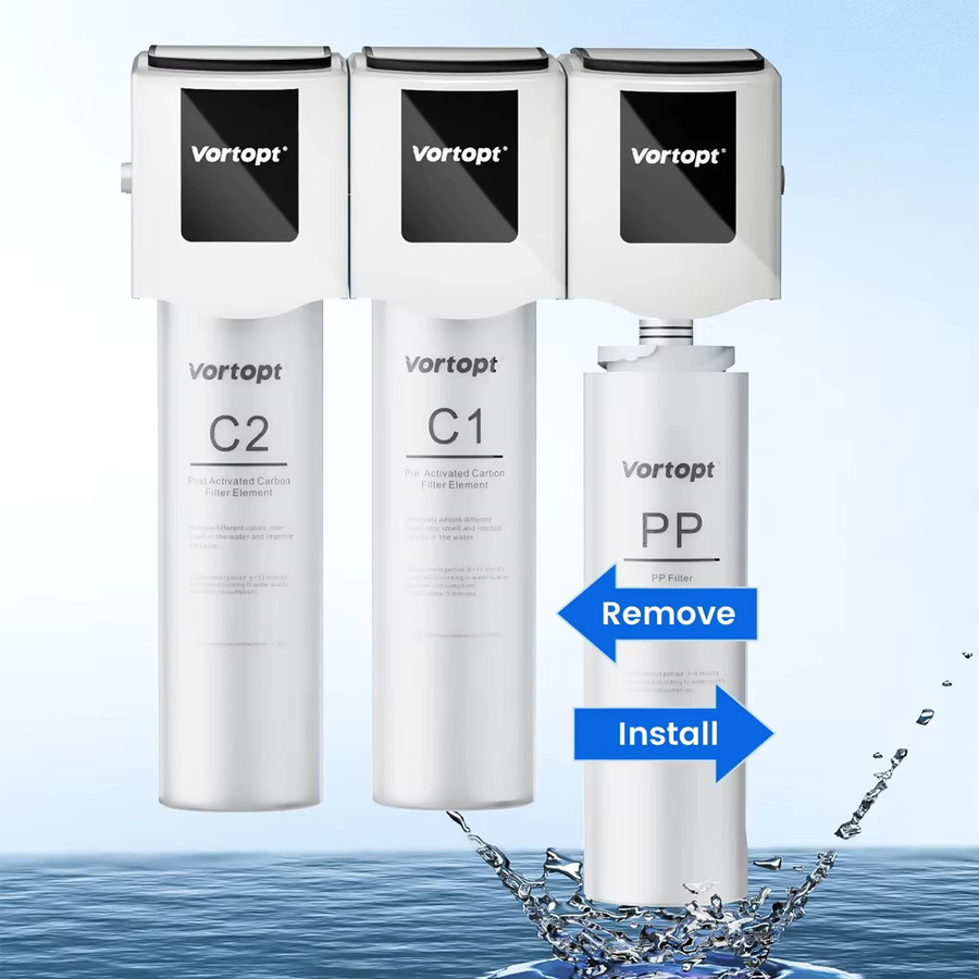 Vortopt PP/C1/C2 Ersatzfilter für das F01 Wasserfiltersystem unter der Spüle zur Entfernung von Sediment, Gerüchen, Rost und Chlor - Bild 2
