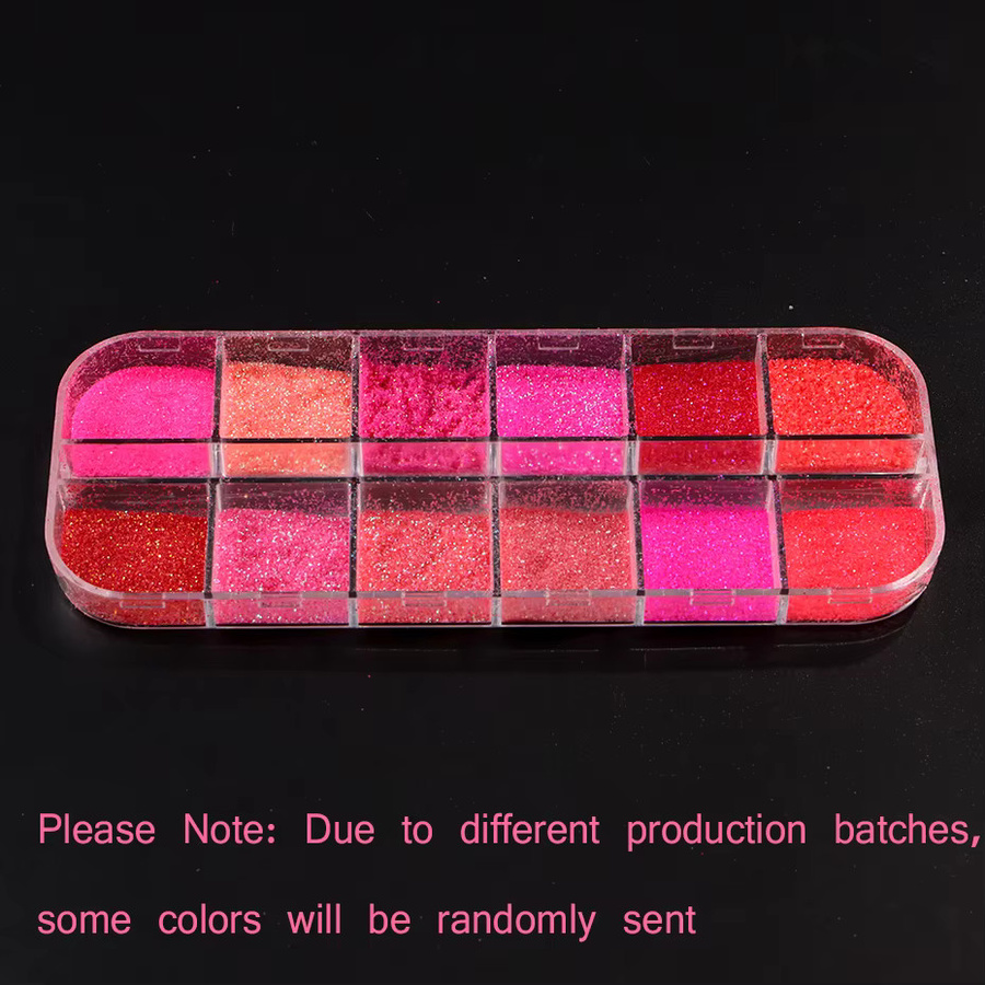 Nagelpulver Rosa Neon Zucker-Bonbon, Schimmernd, 12 Gitter - Bild 3
