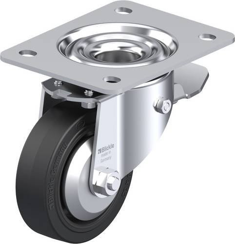 Blickle Lenkrolle LK-POEV 100XR-3-ST-FA mit Feststeller in Schwarz und Grau, Rad-Durchmesser: 100 mm, Tragfähigkeit: 200 kg - Bild 1