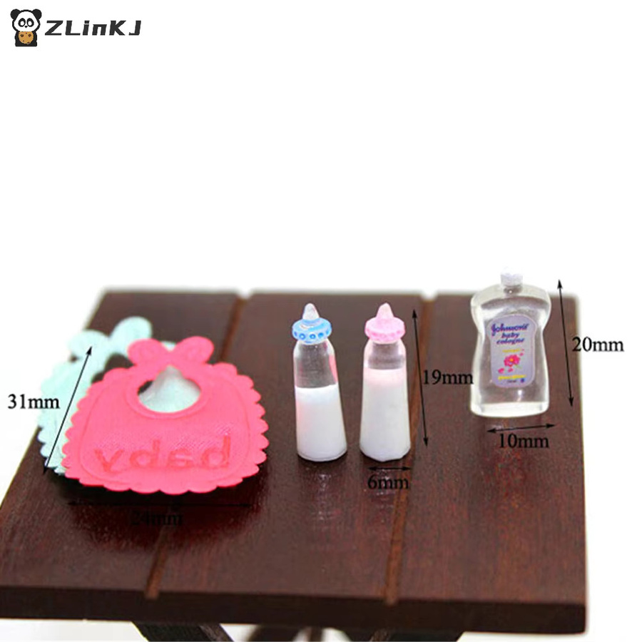 MYPANDA Puppenhaus Miniatur Babyflaschen Shampoo Lätzchen, 5-teiliges Set, Zubehör - Bild 3