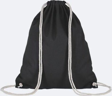 Turnbeutel TEXXILLA aus Baumwolle in Schwarz mit naturfarbenen Kordeln, B: 46 cm, H: 38 cm - Bild 1