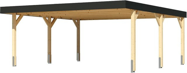 Karibu Carport aus modernem Leimholz in Einzel- oder Doppelausführung mit oder ohne Seitenwand - Bild 1