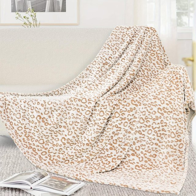 JMG Household Supplies Flaneldecke mit Leopardenmuster in Beige, weiche Plüschdecke aus Fleece für Sofa und Schlafzimmer, B/H: 70 x 100 cm - Bild 1