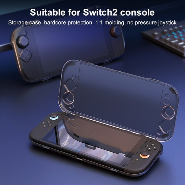 APWIKOGER Stoßfeste Schutzhülle für Nintendo Switch 2 aus transparentem PC-Gehäuse, Reise-Aufbewahrungsbox in Transparent und Weiß - Bild 1