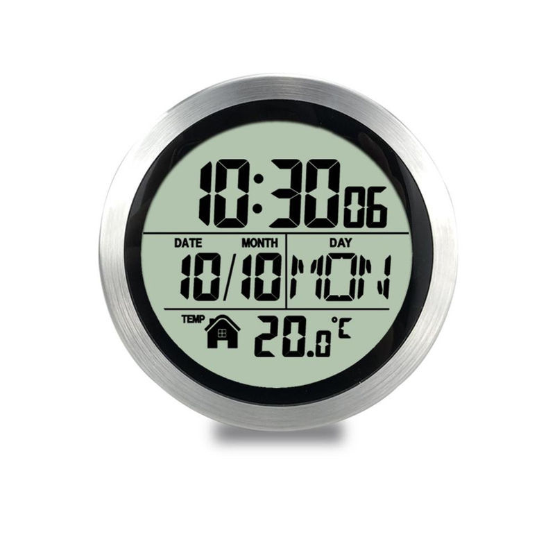 Tooarts Digitale Wanduhr mit Saugnapf, Wasserdicht, LCD mit Thermometer und Datumsanzeige, Silber, B/H: 14,5 x 14,5 cm - Bild 8