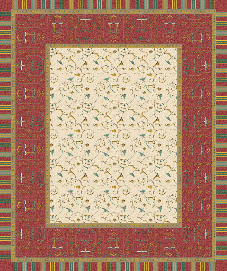 Bassetti Tischdecke Twill OPLONTIS aus Baumwolle in Rot mit floralem Muster - Bild 1