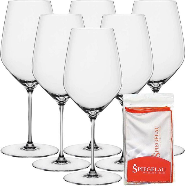 Spiegelau Hi-Lite Bordeauxglas Set mit Poliertuch, 6er Set, 650 ml, transparent - Bild 1
