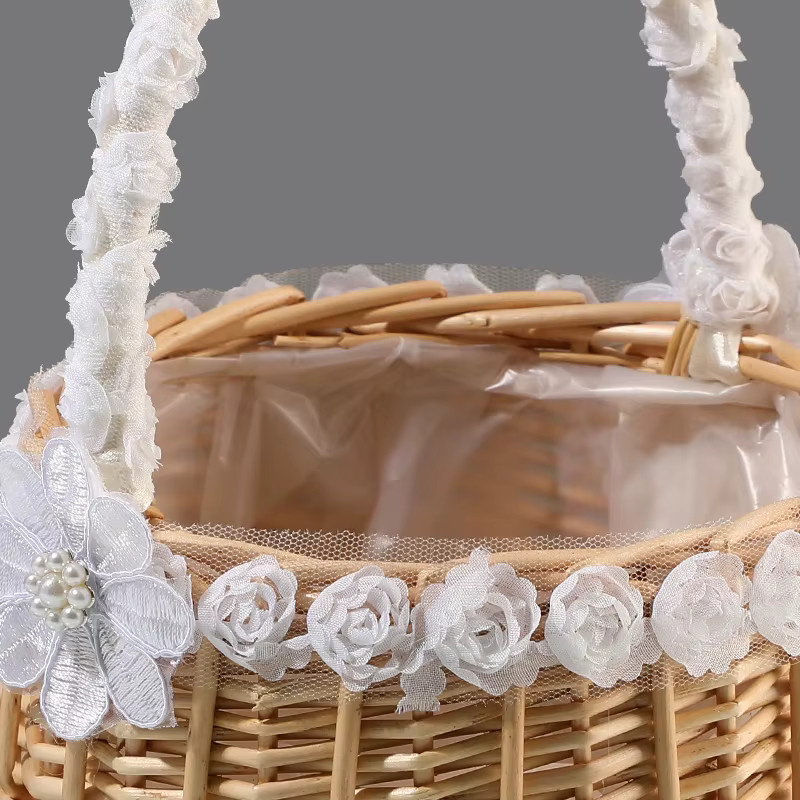 TRUE LOVE GIFT Hochzeitsstraußkorb aus handgewebtem Bambus in Champagner - Bild 2
