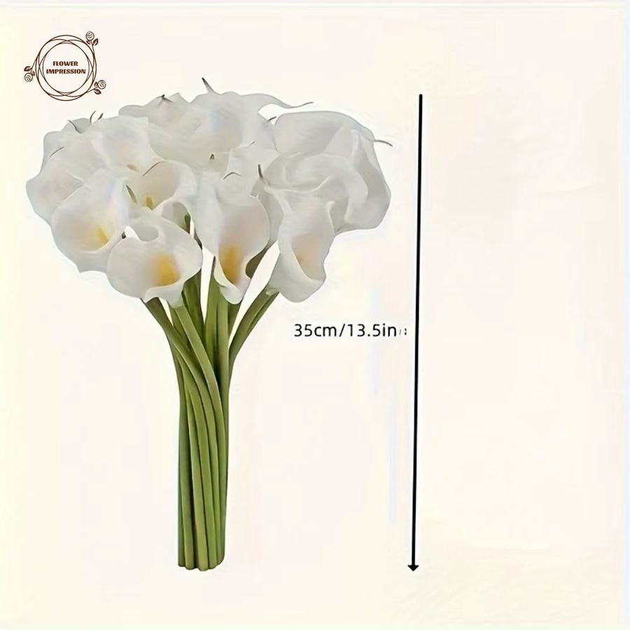 13 Stück künstliche Calla-Lilien von YN HI FLOWER ENJOY YOUR LIFE in Weiß mit PU-Touch für Tischdekorationen und Hochzeiten - Bild 5