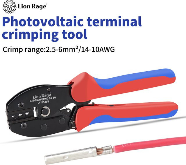 Lion Rage MC4 Crimpzange LY-2546B für Solar-Photovoltaik-Steckverbinder 2,5/4/6 mm² 2 AWG–14 AWG - Bild 1